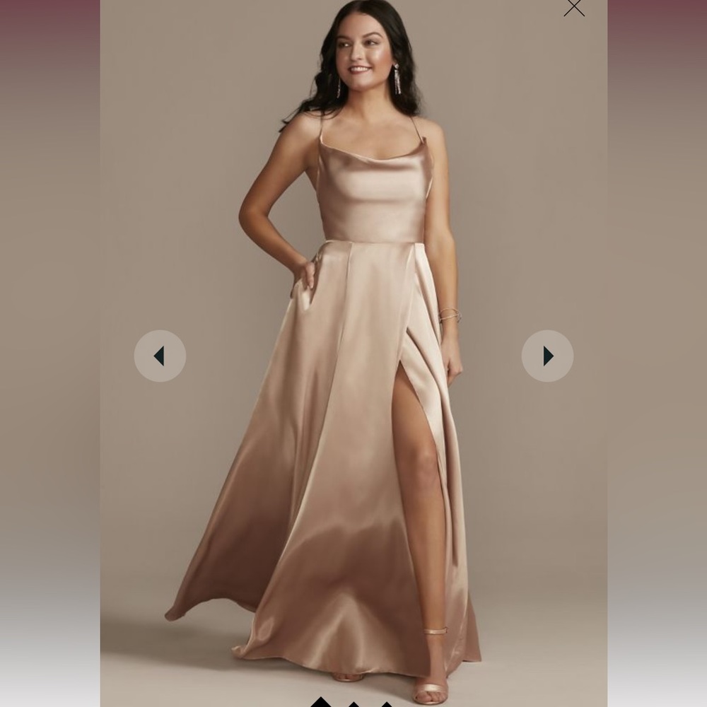 Galina Signature charmeuse cowl bridesmaid dress with lace-up back